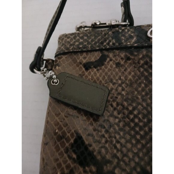 Coach Leather Snakeskin Design Wristlet Logo Bag Purse - Picture 7 of 12